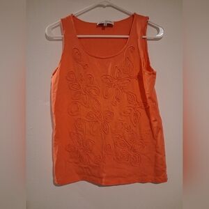 Jones New York Orange Embroidered Tank Top